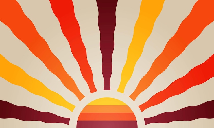 Vector fondo de sol retro groovy ilustración vectorial eps10