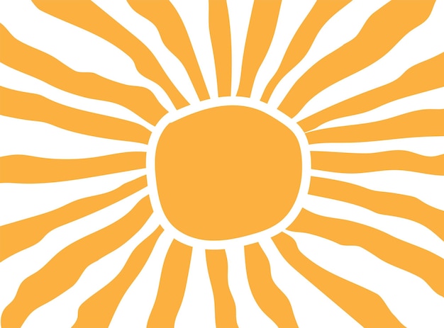 Fondo de sol retro groovy Sol ondulado horizontal Estilo retro y vintage de los años 60 y 70 Moderno y colorido