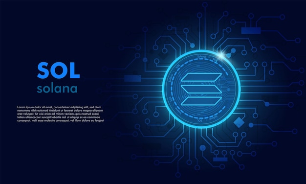 Fondo de solana soltechnology con el logotipo de circuitsol azul oscuroconcepto de moneda criptográfica