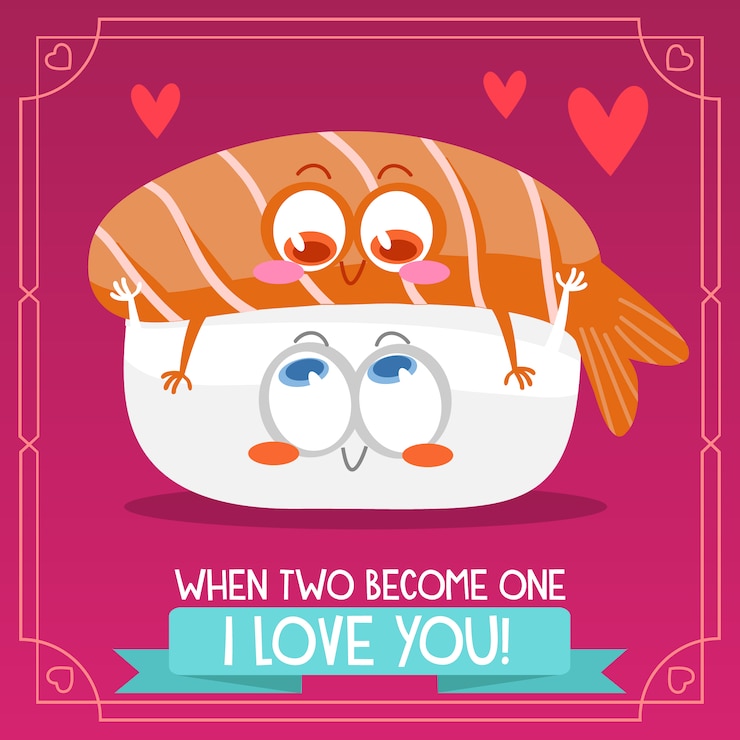 Vector fondo de sushi con frase de amor
