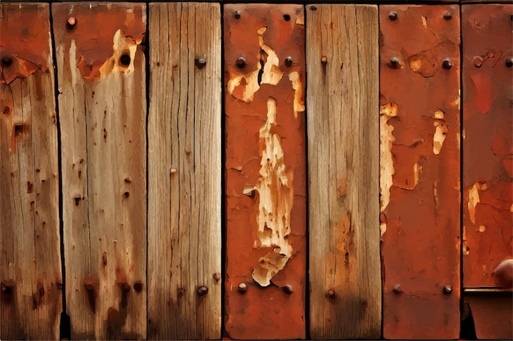 Vector fondo de tablas de madera rústica con textura desgastada fondo de tables de madera viejas y oxidadas