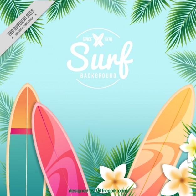 Fondo de tablas de surf y flores