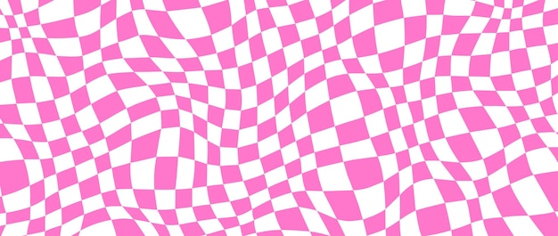 Fondo de tablero de ajedrez distorsionado retro Fondo de pantalla a cuadros psicodélico trippy rosa Ondulado maravilloso