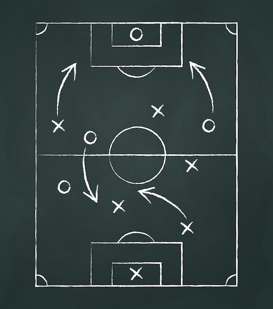 Vector fondo de tablero oscuro con tácticas de fútbol vector