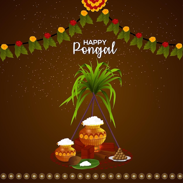 Fondo de tarjeta de felicitación de celebración pongal feliz