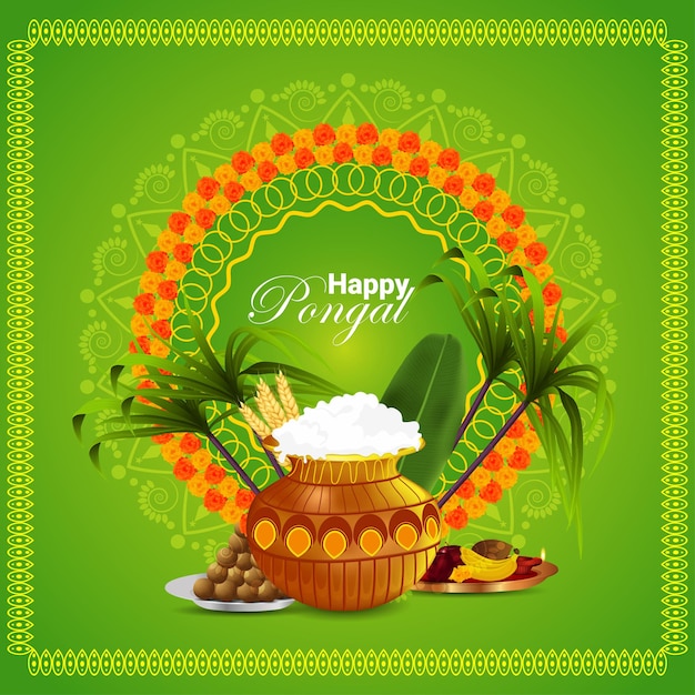 Fondo de tarjeta de felicitación de celebración pongal feliz