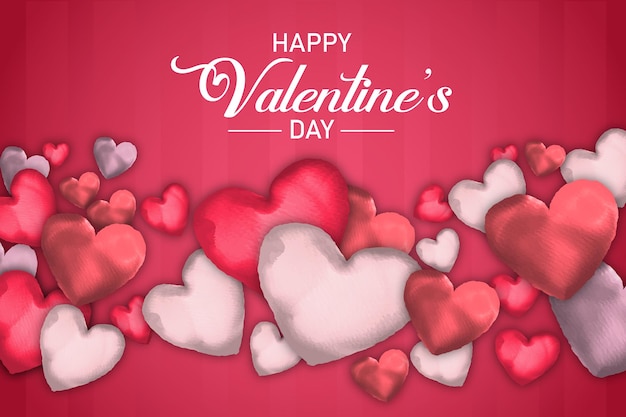 Fondo de tarjeta de felicitación de corazón encantador feliz día de san valentín elegante con acuarela vector gratuito