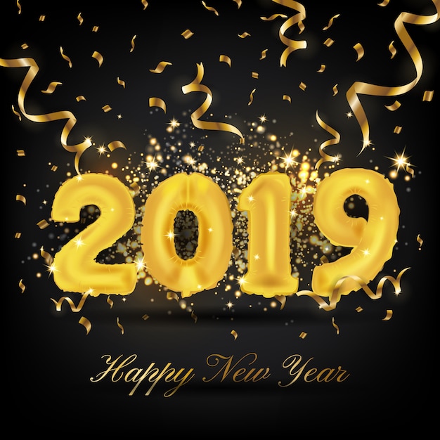 Fondo de tarjeta de felicitación de feliz año nuevo 2019