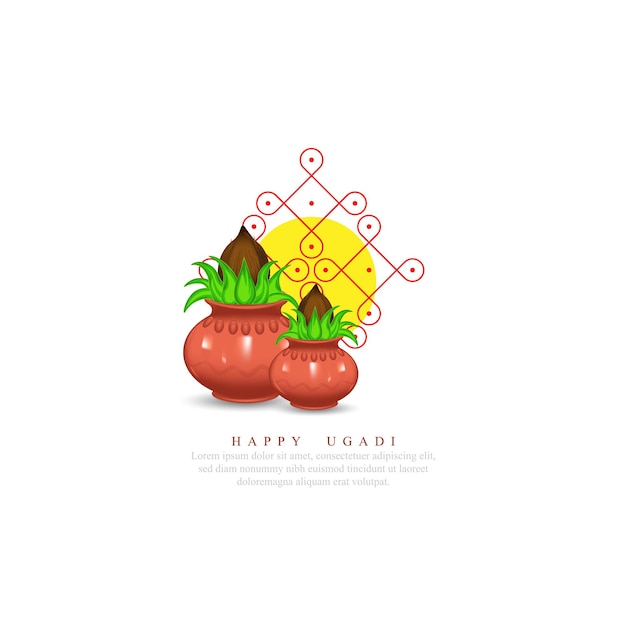 Fondo De Tarjeta De Felicitación Feliz Ugadi Con Kalash.