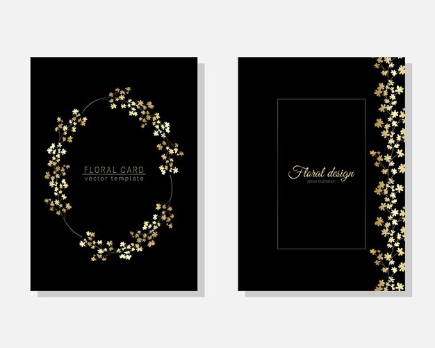 Fondo de tarjeta de invitación de boda de lujo con flores de arte de línea dorada y arte de hojas botánicas