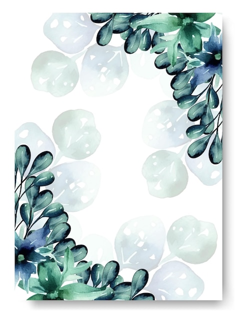 Fondo de tarjeta de invitación floral con hojas botánicas de monstera verde formas orgánicas acuarela