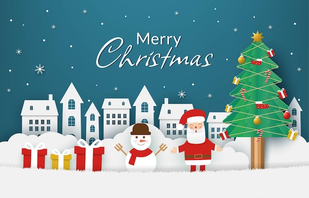 Fondo de tarjeta de Navidad en estilo de corte de papel
