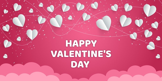El fondo de las tarjetas de San Valentín con corazones rosados sobre blancos