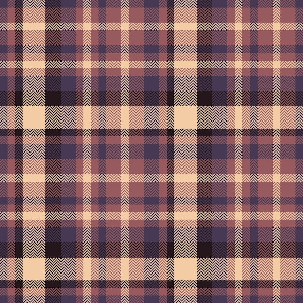 Fondo de tartán a cuadros de vector sin costuras con una textura de tela de patrón textil en colores rojo y violeta