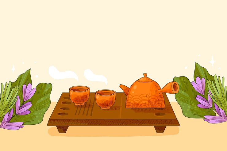 Vector fondo de té dibujado a mano