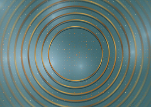 Fondo técnico azul abstracto con anillos dorados