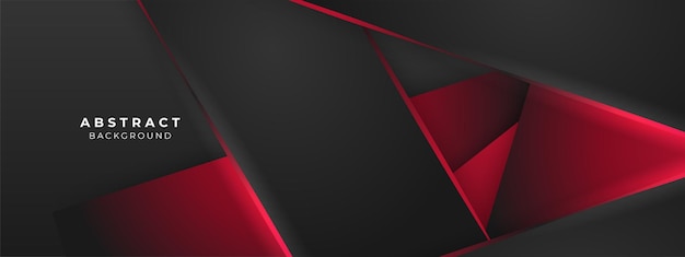 Fondo de tecnología abstracta 3d de formas geométricas negras y rojas modernas Plantilla web de fondo de presentación de patrón de banner de diseño gráfico abstracto de vector