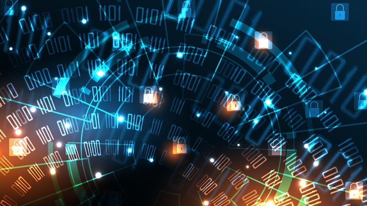 Vector fondo de tecnología abstracta de código digital cibernético de seguridad proteger ilustración de vector de concepto de innovación de sistema