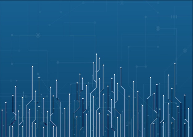 Fondo de tecnología abstracta Conexiones brillantes azules en el espacio con partículas Big Data Fondo abstracto generado por computadora Ilustración vectorial