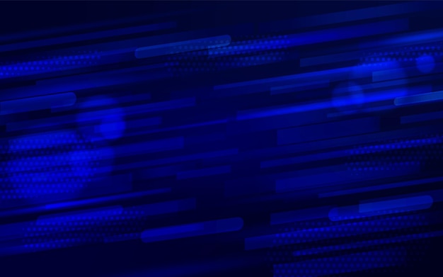 Fondo de tecnología abstracta con diseño futurista creativo. Imagen digital de la línea de rayas de rayos de luz azul dinámica. Tarjeta de visita de color vibrante mínimo, telón de fondo de cartel con ilustración de vector de espacio de copia