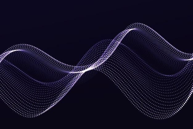 Fondo de tecnología abstracta con efecto de luz Partículas brillantes en forma de una onda de flujo abstracto Ilustración de tecnología vectorial
