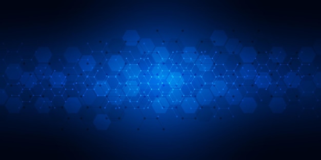 Fondo de tecnología abstracta y elemento de diseño con patrón de hexágonos y formas geométricas