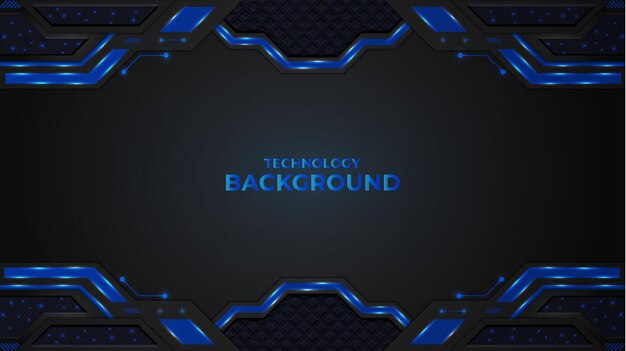 Fondo de tecnología abstracta con luces y formas de color azul y degradado.