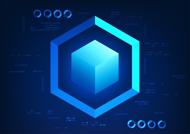 Vector fondo de tecnología abstracta con pantalla con cajas cuadradas y elementos digitales que transmiten