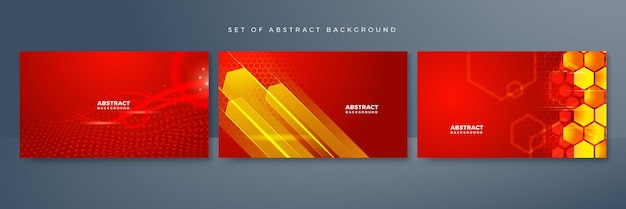 Fondo de tecnología abstracta roja y naranja moderna con puntos de conexión digital luces y líneas de velocidad hexagonal Fondo de partículas tecnológicas Fondo de concepto de alta tecnología digital