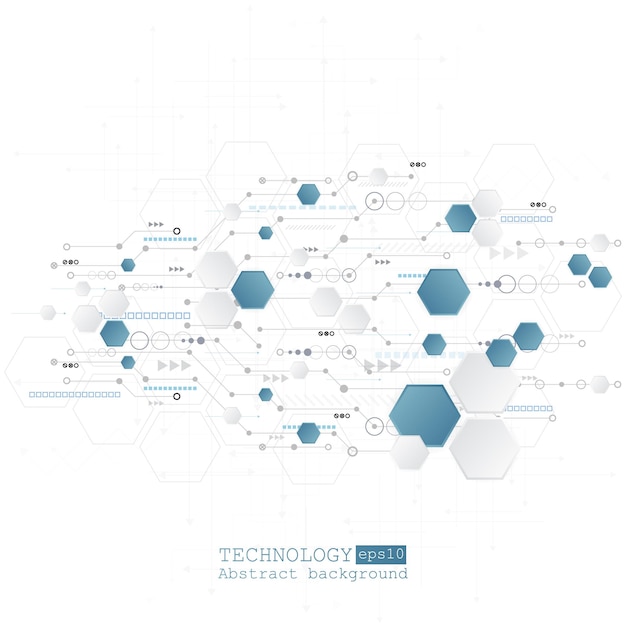 Fondo de tecnología abstracta con varios elementos tecnológicos. ilustración vectorial eps 10