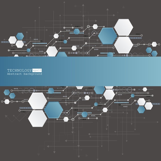 Fondo de tecnología abstracta con varios elementos tecnológicos. ilustración vectorial eps 10
