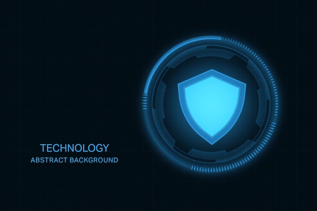 Fondo de tecnología abstracta vectorial. concepto de seguridad cibernética. escudo en la placa de circuito.