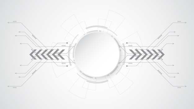 Fondo de tecnología abstracto blanco gris con diversos elementos tecnológicos Fondo de innovación de concepto de comunicación de alta tecnología Espacio vacío de círculo para el texto