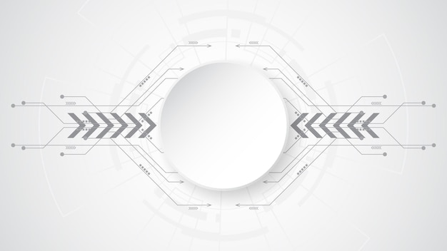 Fondo de tecnología abstracto blanco gris con diversos elementos tecnológicos Fondo de innovación de concepto de comunicación de alta tecnología Espacio vacío de círculo para el texto
