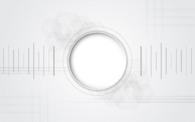 Fondo de tecnología abstracto blanco gris con diversos elementos tecnológicos Fondo de innovación de concepto de comunicación de alta tecnología
