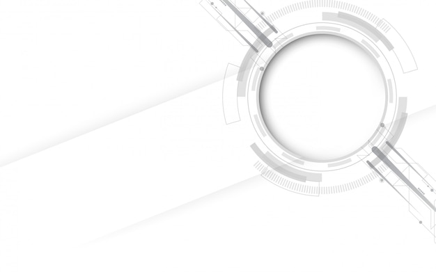 Fondo de tecnología abstracto blanco gris con varios elementos de tecnología Fondo de innovación de concepto de comunicación de alta tecnología