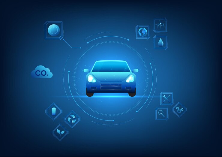 Vector el fondo de la tecnología de automóviles ecológicos es una tecnología que ahorra recursos energéticos y reduce el dióxido de carbono