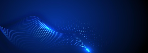 Fondo de tecnología azul abstracto con líneas fluidas