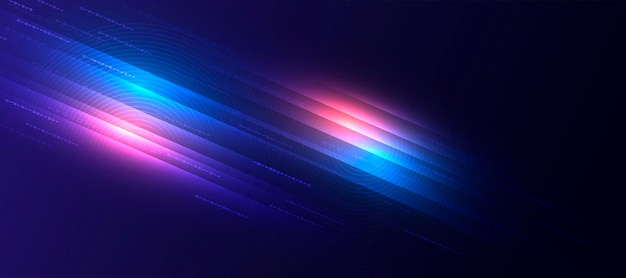 Fondo de tecnología azul con efecto de luz de neón en movimiento
