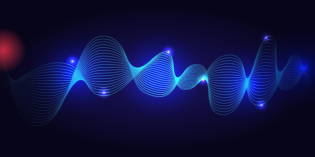 Fondo de tecnología azul de ondas dinámicas abstractas con líneas fluidas