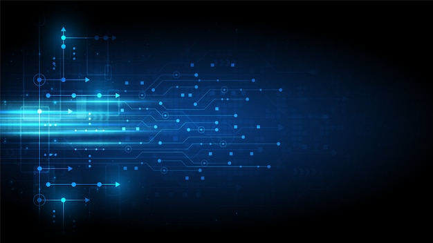 Fondo de tecnología de circuito con sistema de conexión de datos digitales de alta tecnología y computadora electrónica