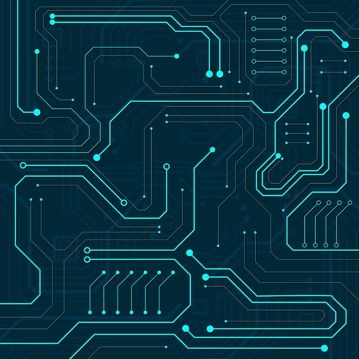 Vector fondo de tecnología de circuito con sistema de conexión de datos digitales de alta tecnología y computadora electrónica
