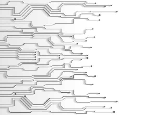 Vector fondo de tecnología de circuito con sistema de conexión de datos digitales de alta tecnología y diseño electrónico de computadora