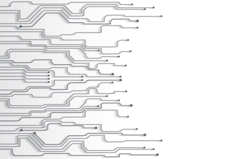 Vector fondo de tecnología de circuito con sistema de conexión de datos digitales de alta tecnología y diseño electrónico de computadora