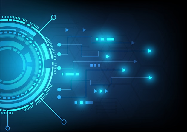 Fondo de tecnología de circuito con sistema de conexión de datos digitales de alta tecnología y diseño electrónico de computadora