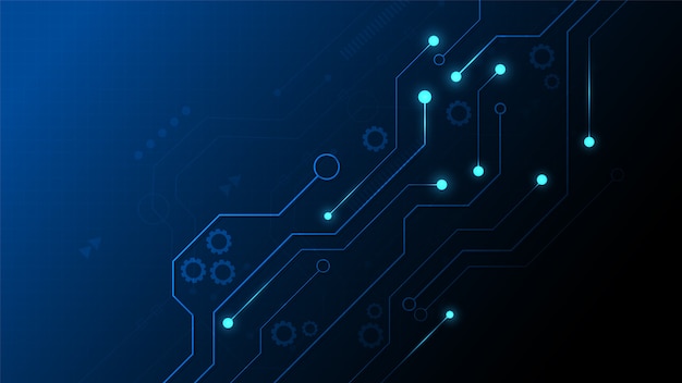 Vector fondo de tecnología de circuito con sistema de conexión de datos digitales de alta tecnología y diseño electrónico de computadora