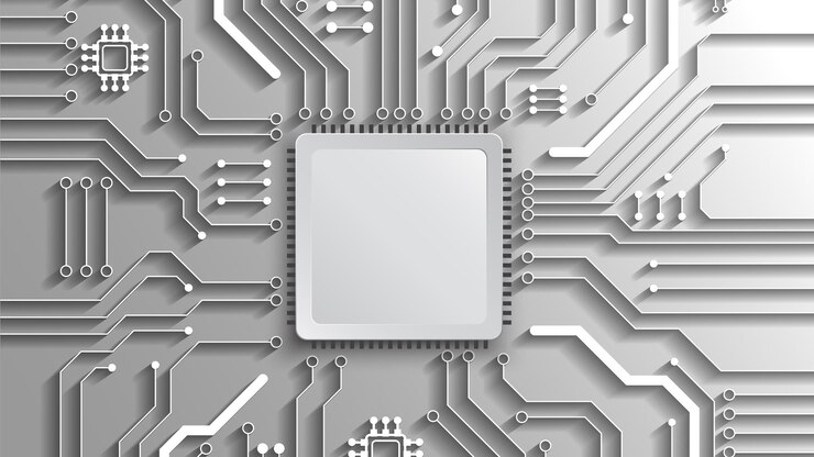 Vector fondo de tecnología de circuito con sistema de conexión de datos digitales de alta tecnología y diseño electrónico de computadora