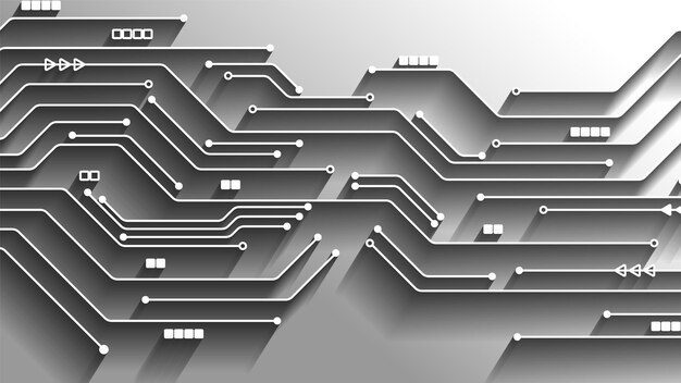 Vector fondo de tecnología de circuito con sistema de conexión de datos digitales de alta tecnología y diseño electrónico de computadora