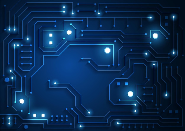 Fondo de tecnología de circuito con sistema de conexión de datos digitales de alta tecnología y diseño electrónico de computadora