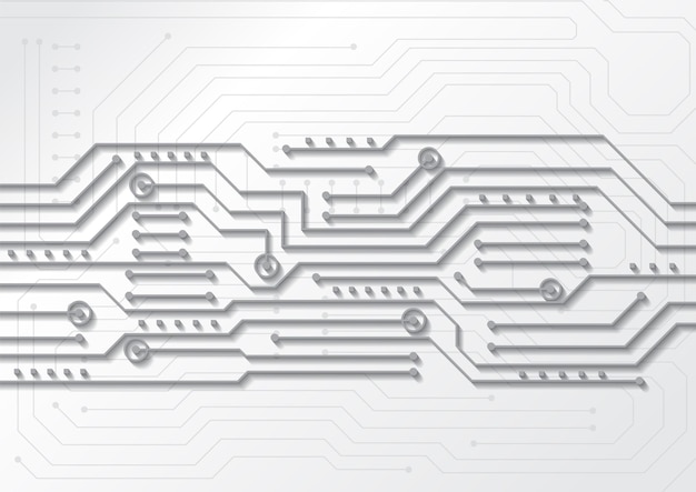 Vector fondo de tecnología de circuito con sistema de conexión de datos digitales de alta tecnología y diseño electrónico de computadora